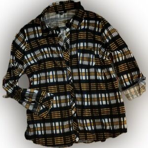 Up’s & Down’s Plaid Button-Up Long or 3/4 Sleeve Colorful Collared Shirt